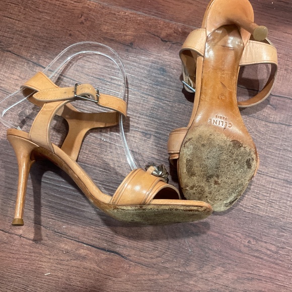 LAST CHANCE CELINE Natural Leather Chain High Heel Sandals - Picture 2 of 2